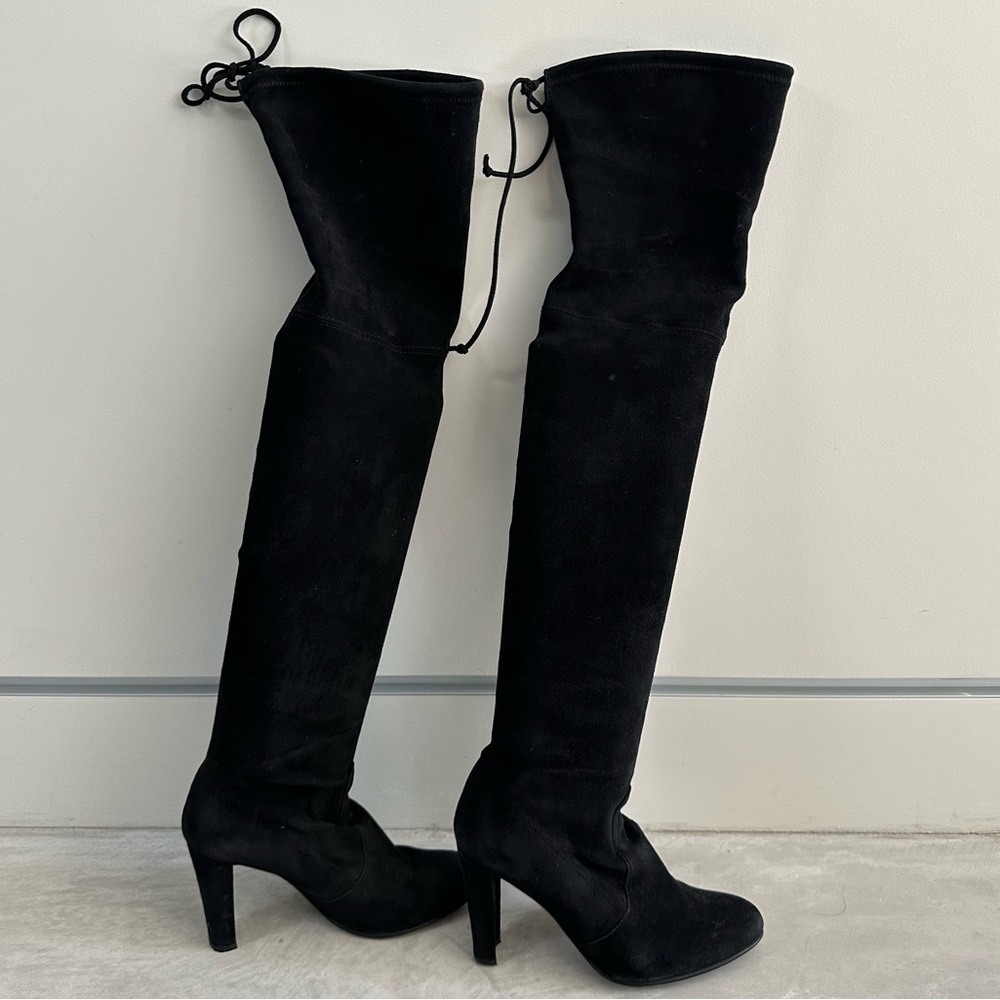 Stuart Weitzman Highland Over the Knee Boot in Black Suede